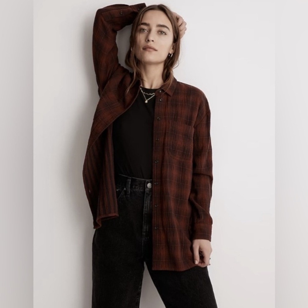 Madewell Oversized gauze cotton Button-Down Shirt fall comfy Size Large